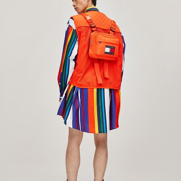 Tommy Hilfiger TOMMYXROMEO Tactical Vest in Neon Orange Size Small - Picture 2 of 16